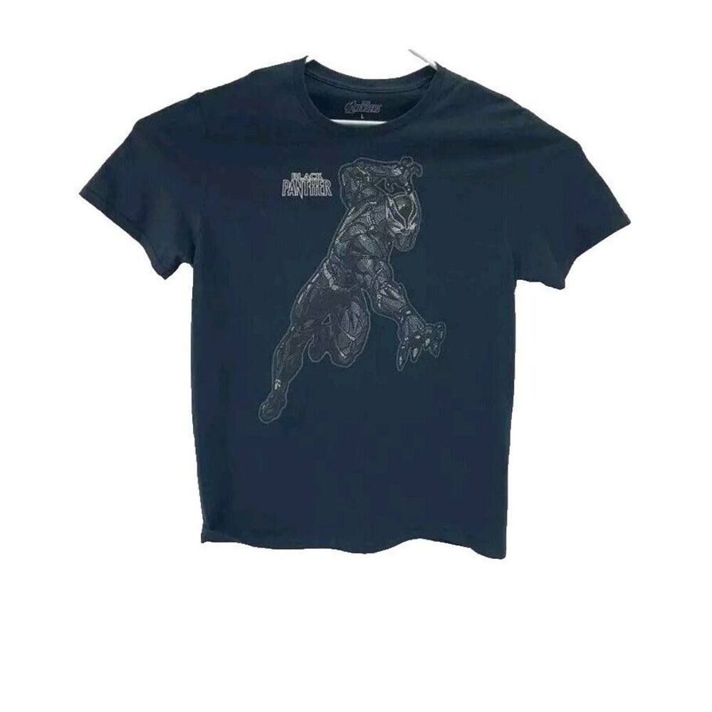 Marvel Avengers Black Panther T-Shirt Menโs Large Black Graphic Tee MCU